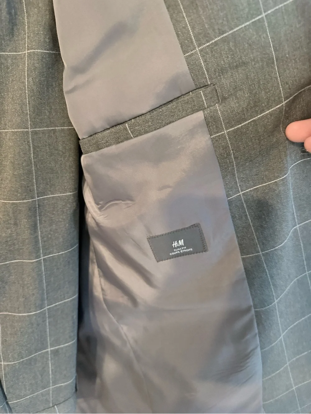 H&M Gray Windowpane 2 Piece Suit